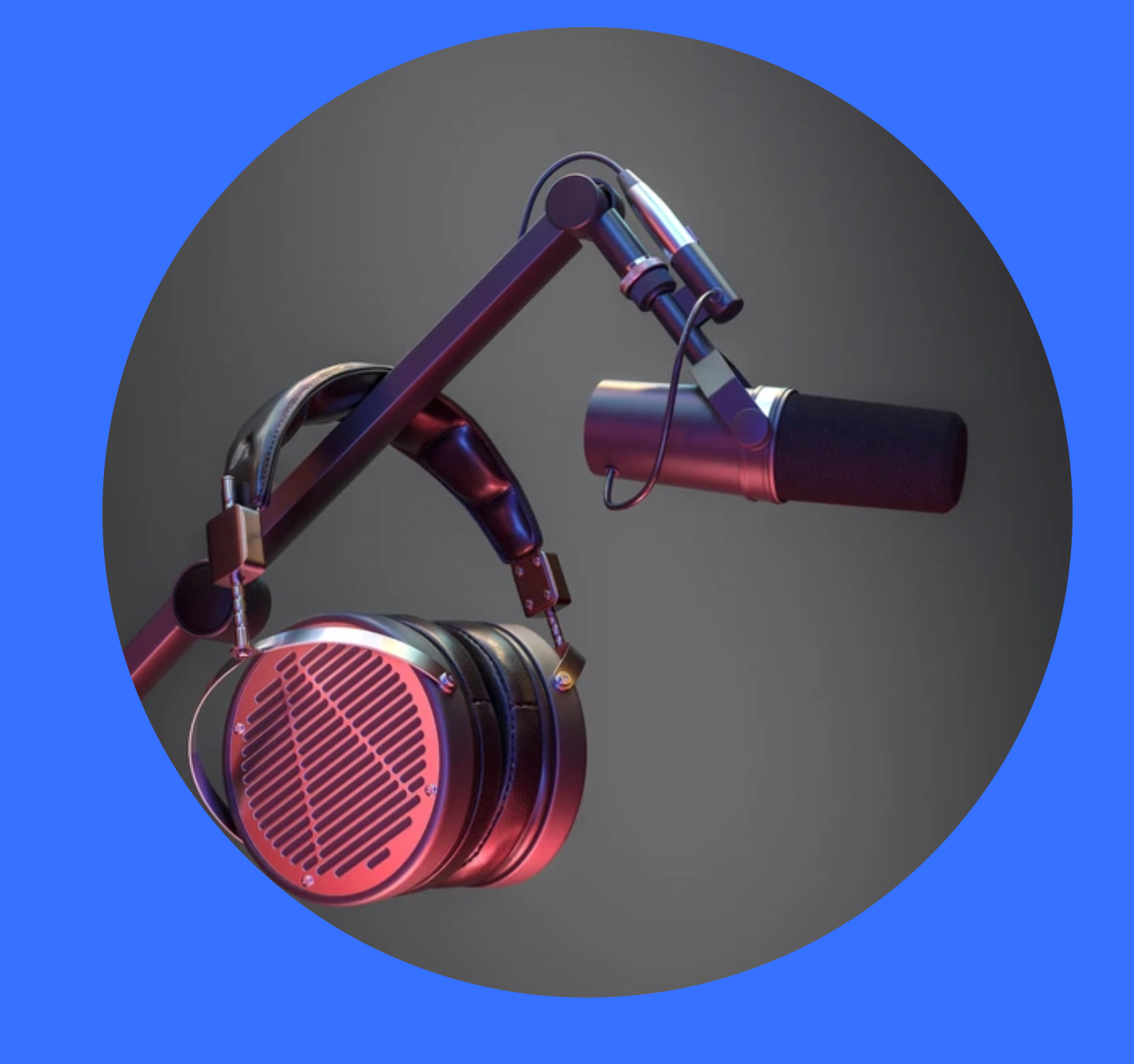 Podcast microphone and headphones